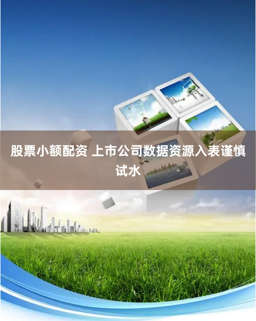 股票小额配资 上市公司数据资源入表谨慎试水